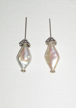 Diamond Shaped Pearl Earrings